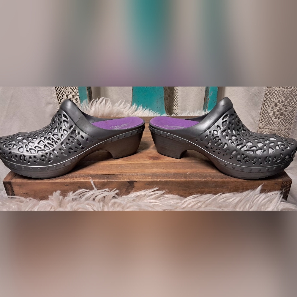 Dansko Gray Cutout Clogs - Picture 3 of 11